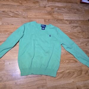 Ralph Lauren Kids Boys V-Neck Sweater in Green Size 7